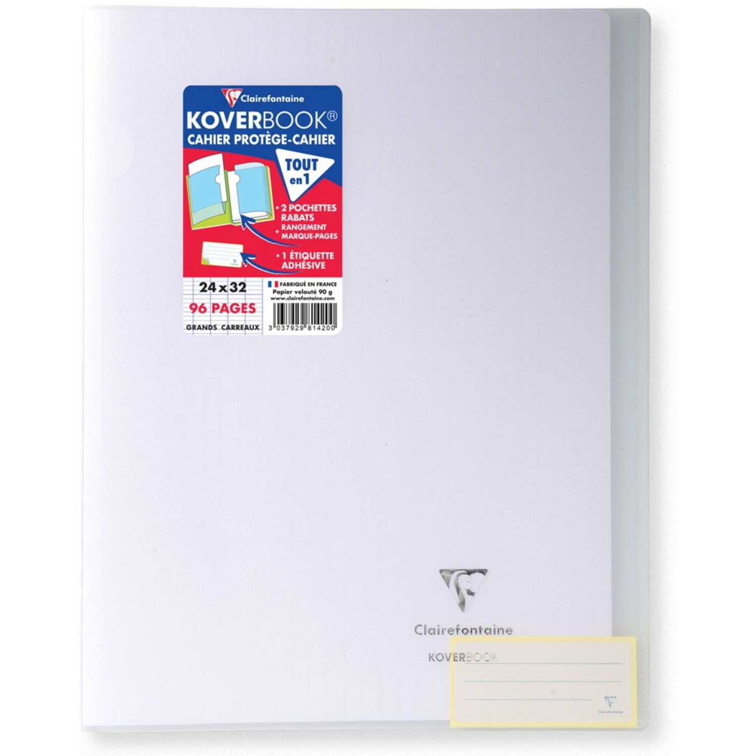 Cahier Polypro Koverbook 24X32 160P Grands Carreaux Assortiment