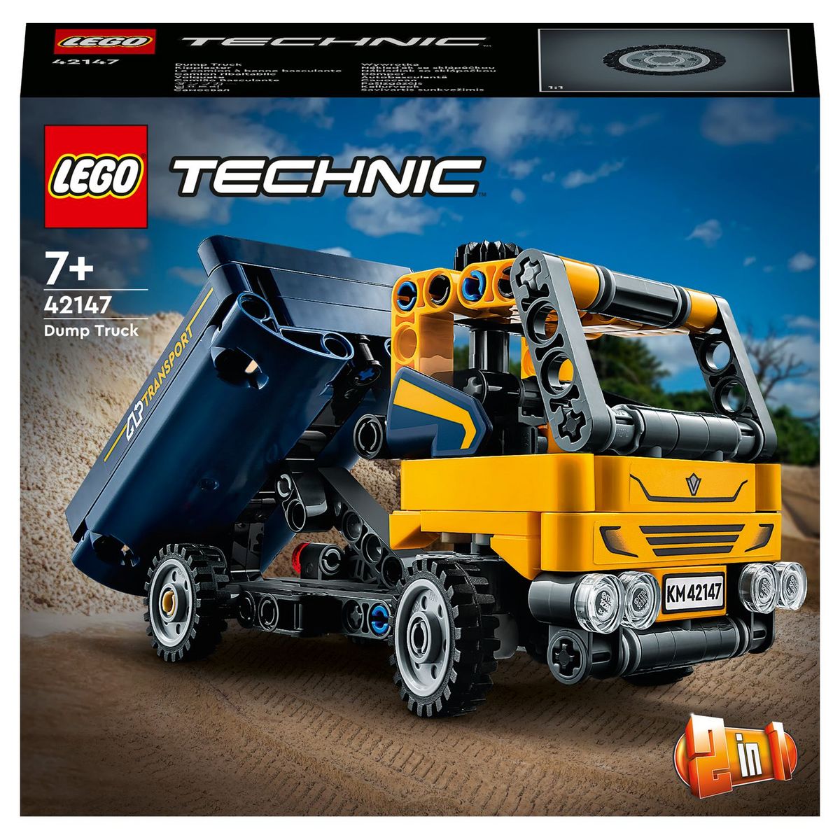 LEGO Technic 42147 Le Camion à Benne Basculante, 2-en-1, Maquette