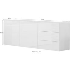Buffet moderne 2 portes 3 tiroirs L170cm FLORENCE (blanc)
