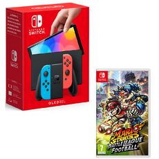 Console Nintendo Switch (modèle OLED) Joy-Con Bleu et Rouge + Mario Strikers : Battle League Football Nintendo Switch