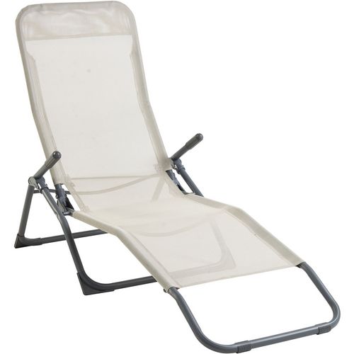 Chaise longue pliable acier texilène gris argent SIESTA