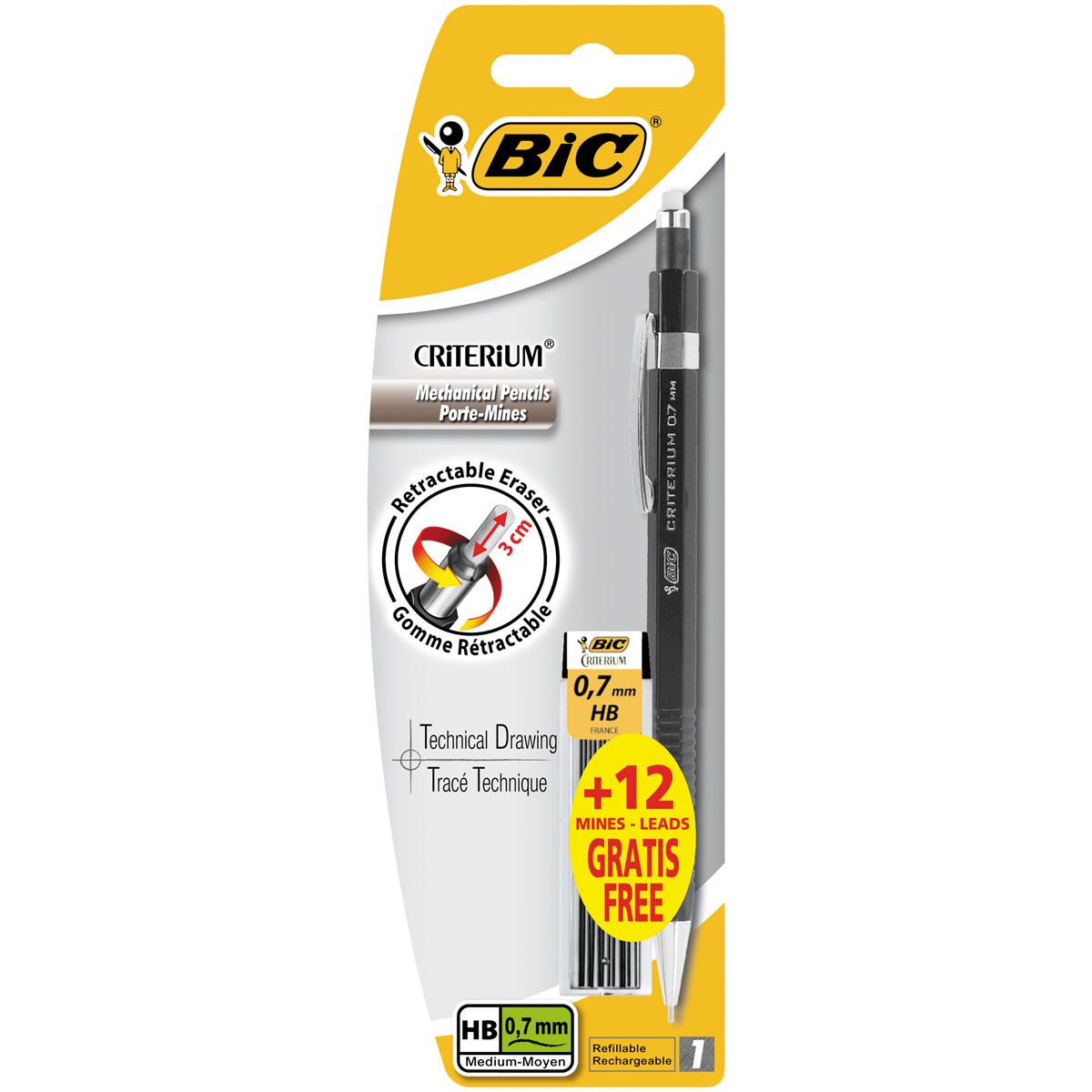 BIC Porte-mines Criterium 0.7 mm HB + une recharge de 12 mines - coloris  noir pas cher 