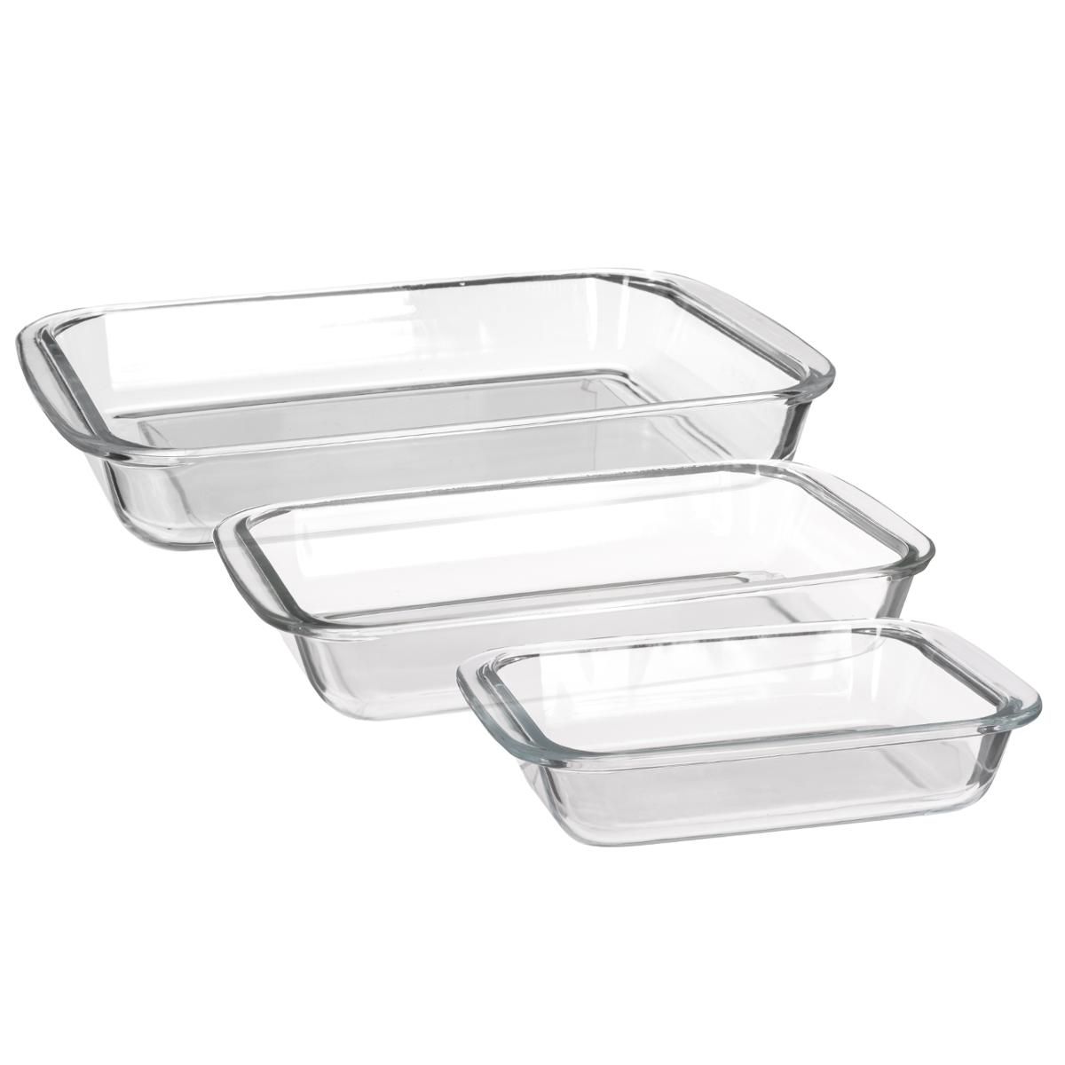 SECRET DE GOURMET Lot de 3 plats à four rectangle en verre pas cher à prix Auchan