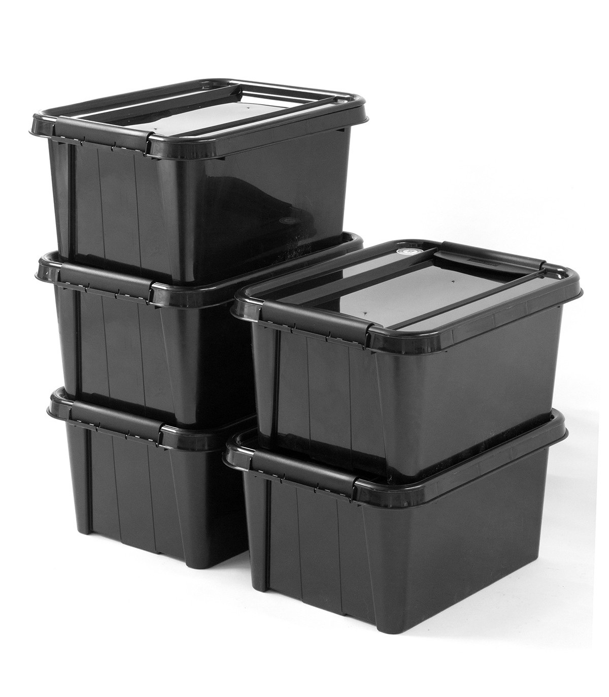 Casame Lot de 5 boites de rangement 32L - plastique recyclé pas cher 