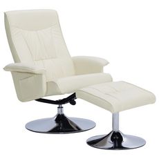 Fauteuil inclinable avec repose-pied Creme Similicuir