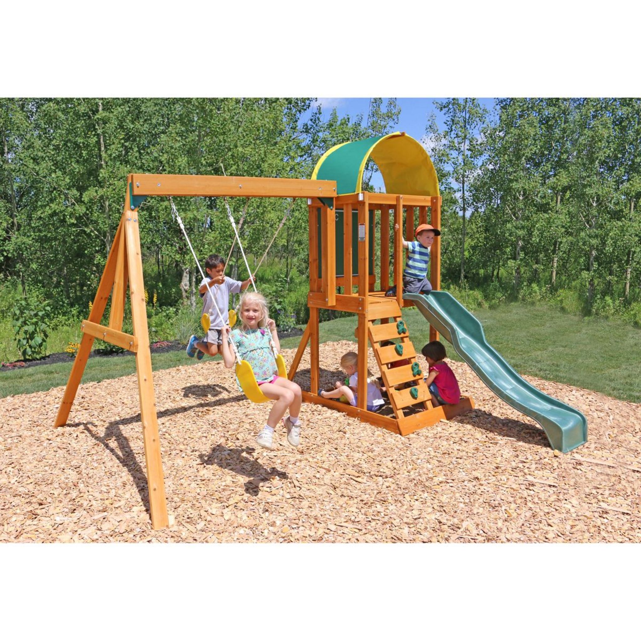 Kidkraft Aire de jeux Ainsley en bois avec toboggan pas cher 