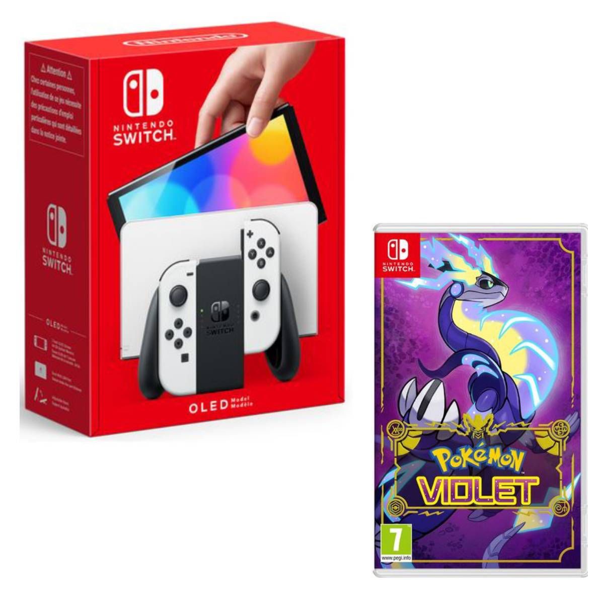 NINTENDO Console Nintendo Switch (modèle OLED) Joy-Con Blanc + Pokémon Violet Nintendo Switch