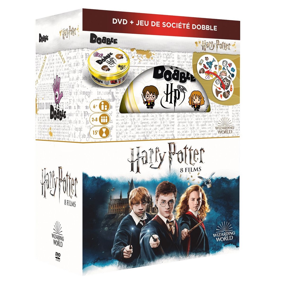 Harry Potter Coffret intégrale Harry Potter DVD + Jeu de Société Dobble 