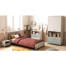 Ensemble chambre complète enfant lit 90x190cm + armoire + chevet + commode NOLAN