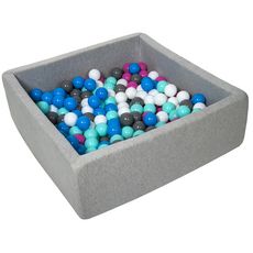  Piscine à balles pour enfant, 90x90 cm, Aire de jeu + 200 balles blanc,bleu,rose,gris,turquoise