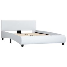 Cadre de lit avec LED Blanc Similicuir 140 x 200 cm