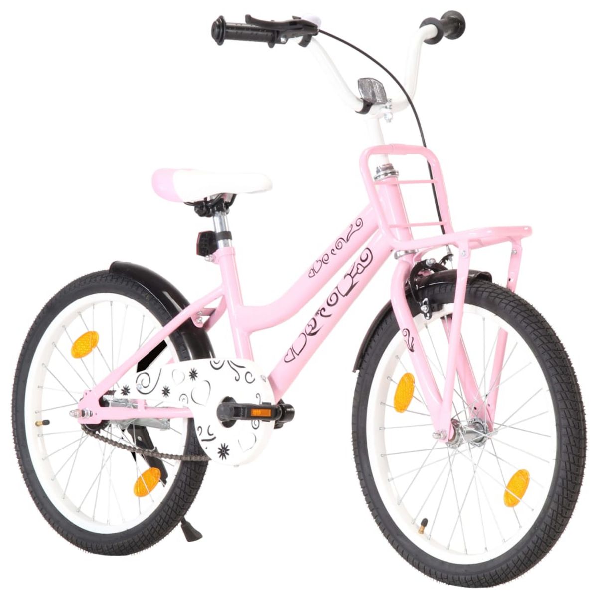 VIDAXL Velo enfant avec porte bagages avant 20 pouces Rose et noir