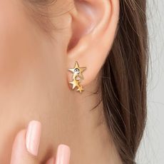 Boucles d'oreilles étoiles coeur par SC Crystal ornées de Cristaux scintillants