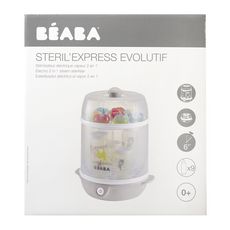 BEABA Stéril'express évolutif 2 en 1 gris : Stérilisateur électrique vapeur