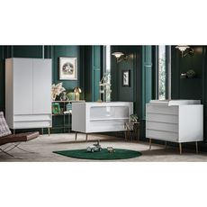 Chambre complète lit évolutif 70x140 - commode à langer - armoire 2 portes Bosque - Blanc