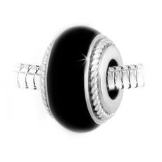 Charm perle noir acier par SC Crystal