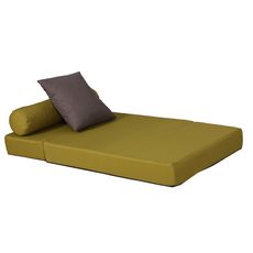 Chauffeuse banquette lit d'angle 1 place OSTO (Vert / Taupe)