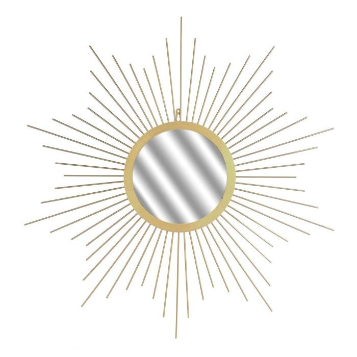 Miroir Mural Design Soleil 66cm Or