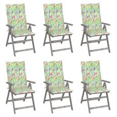 Chaises inclinables de jardin 6 pcs avec coussins Bois d'acacia