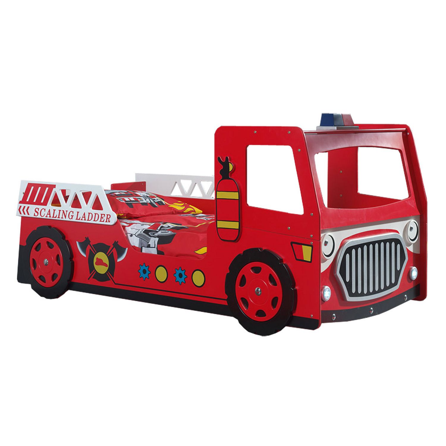 Lit Superposé Enfant Camion de Pompier 90 x 200 cm en Bois - Vipack