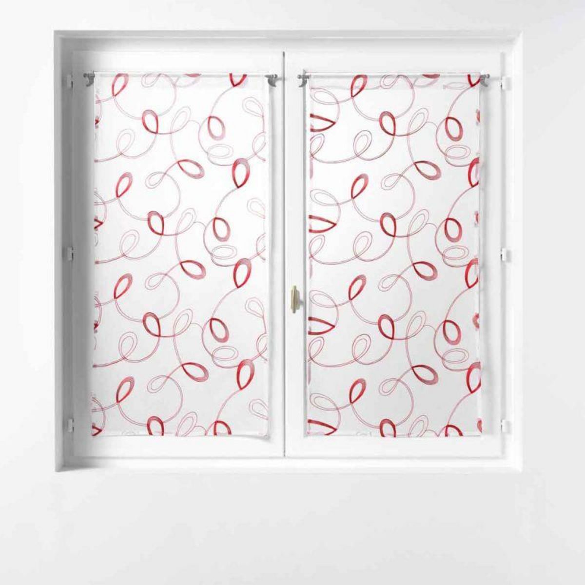 Paris Prix Paire de Voilages  Hoops  60x90cm Rouge