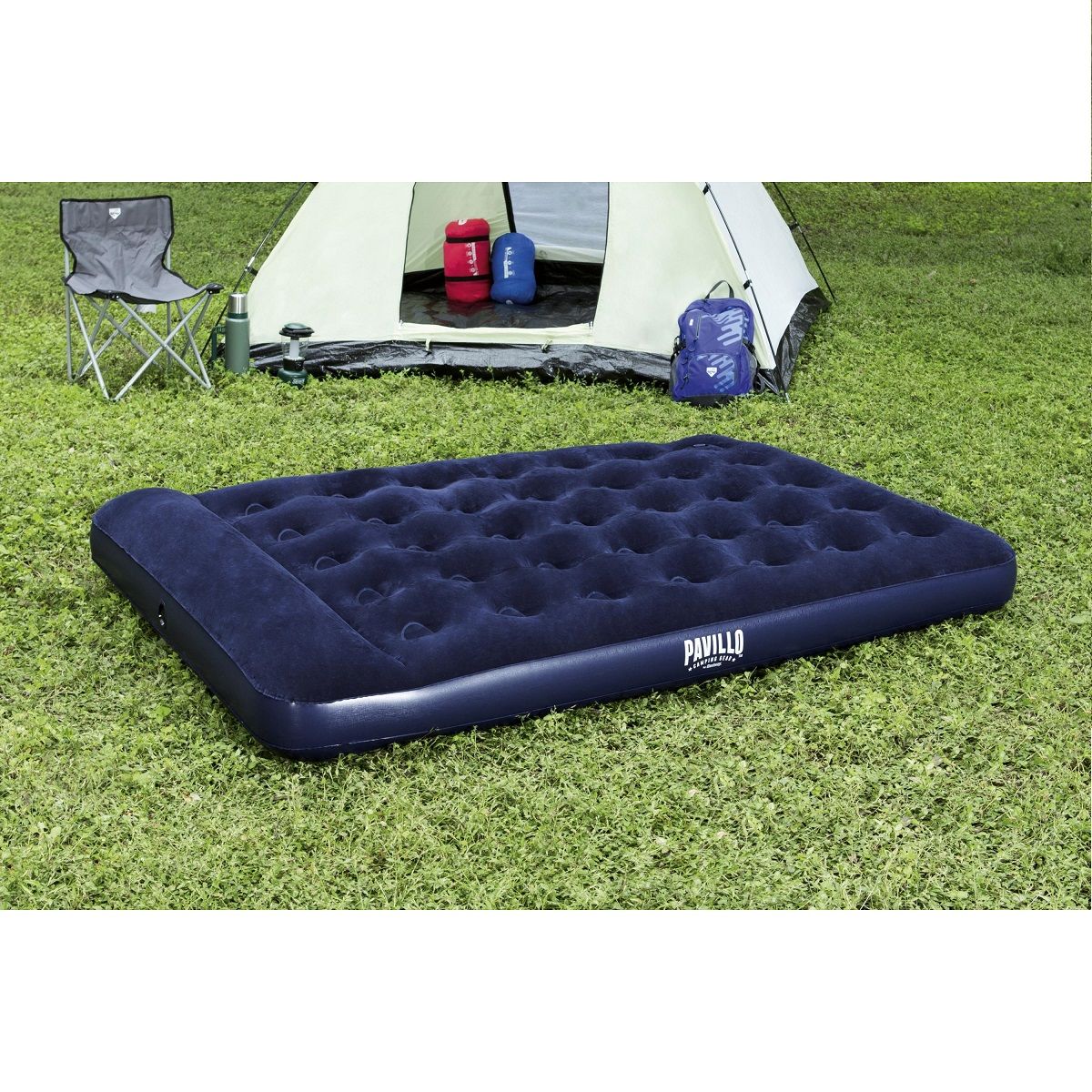 Matelas gonflable camping Pavillo™ 2 places 191 x 137 x 22 cm avec pompe  électrique externe Sidewinder™