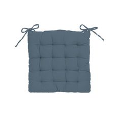 Galette de chaise unie matelassée en coton à nouettes (Bleu foncé)