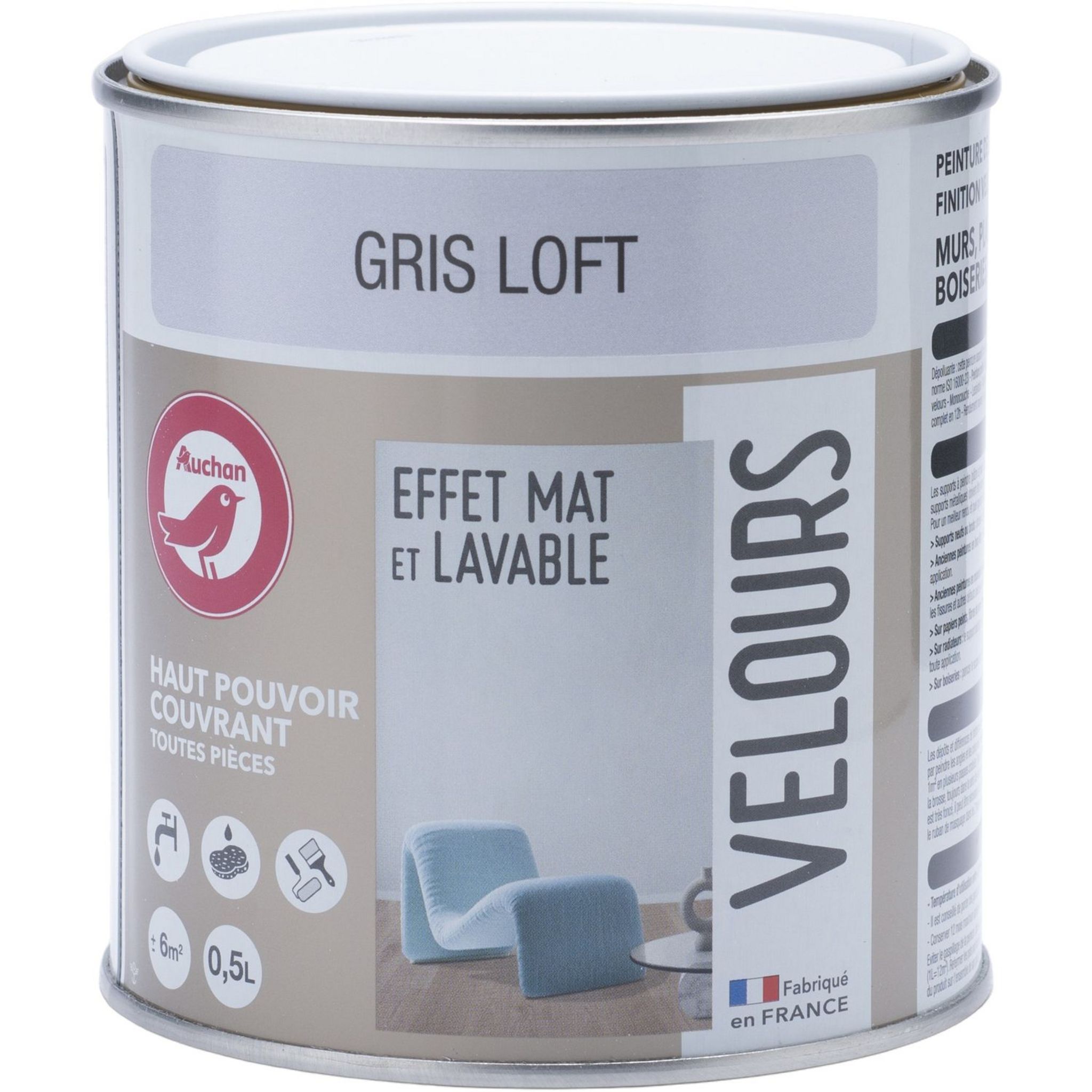 Peinture mur et plafond acrylique mat gris acier (2,5L) Jafep - Provence  Outillage