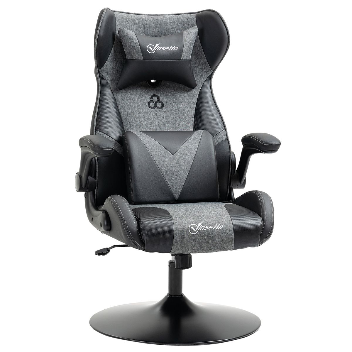 VINSETTO Fauteuil gaming base ronde métal pivotante 360° hauteur