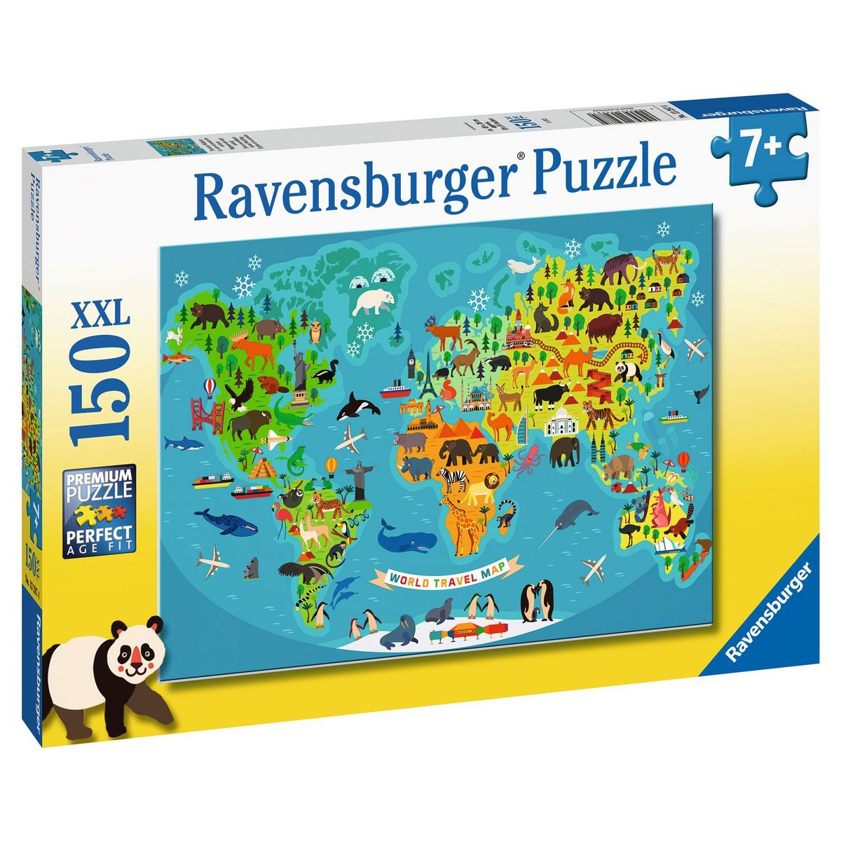 Puzzle 150 pièces XXL - La carte du monde des animaux