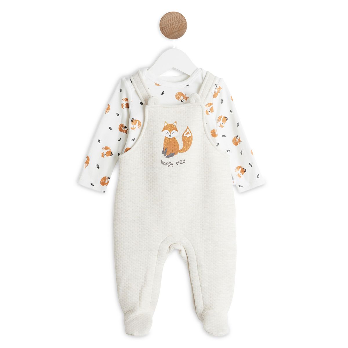 INEXTENSO Ensemble de naissance salopette avec pieds renard body