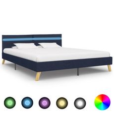 Cadre de lit avec LED Bleu Tissu 180 x 200 cm