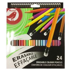 Etui De 24 Crayons De Couleur Effacables Avec Embouts Gommes Pas Cher A Prix Auchan