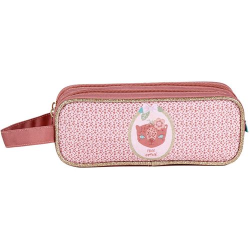 Trousse 2 compartiments rectangle rose BE WILD