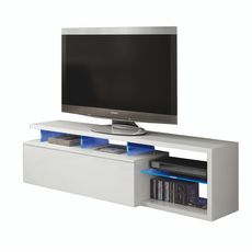 Meuble TV avec éclairage led  BLUE L150cm (Blanc brillant)