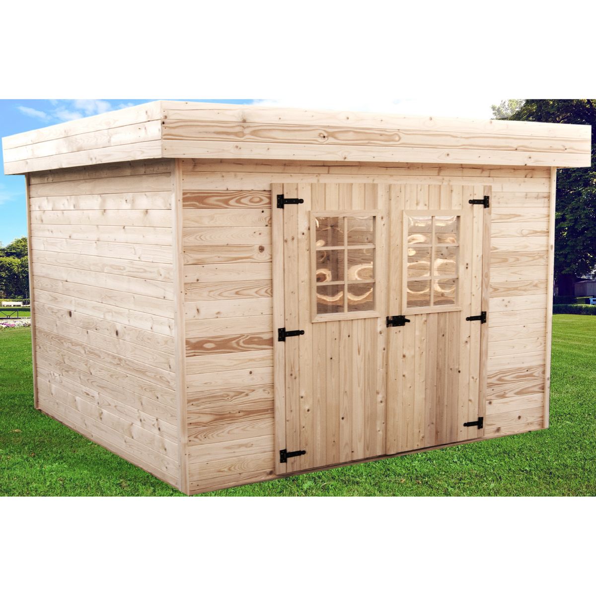 SOLID Abri de jardin bois - Toit plat - 4,6m² - LOANDA pas cher