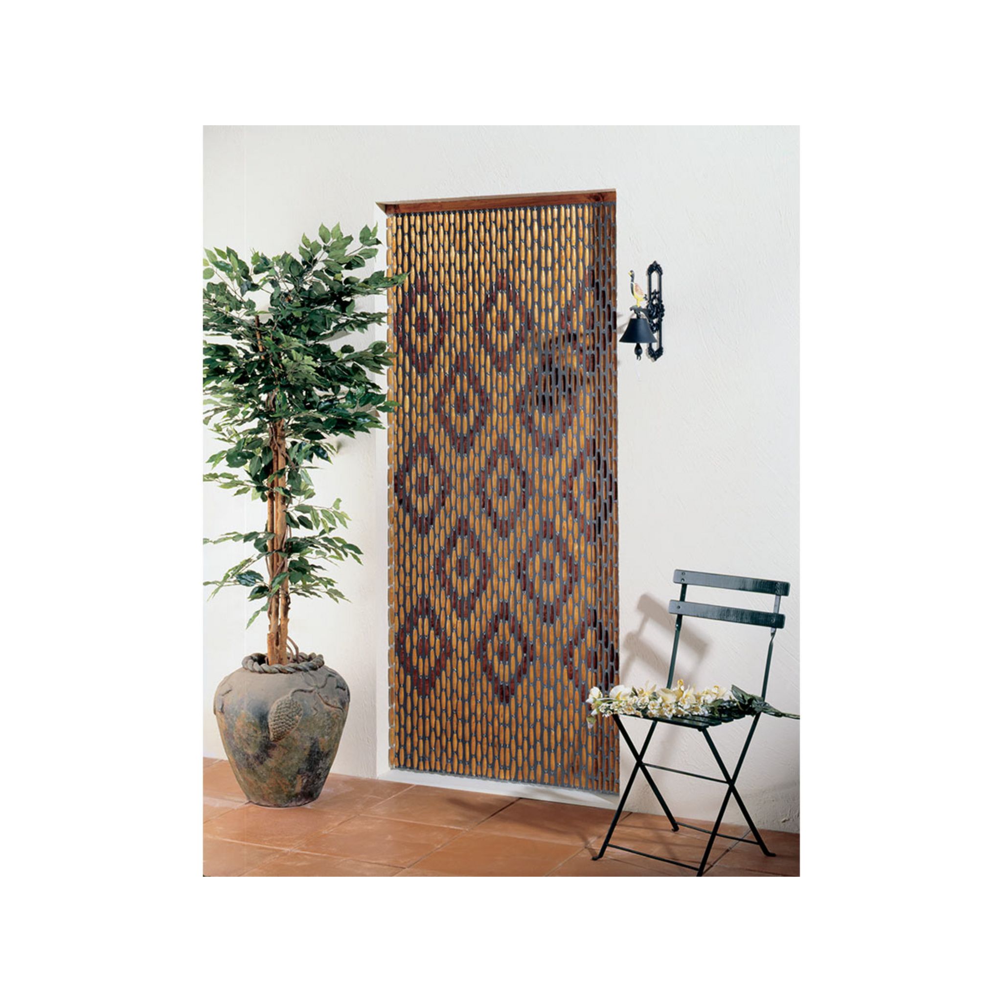 MOREL - Rideau de porte en polyéthylène - Antilles - 90x200 cm - brun et  beige