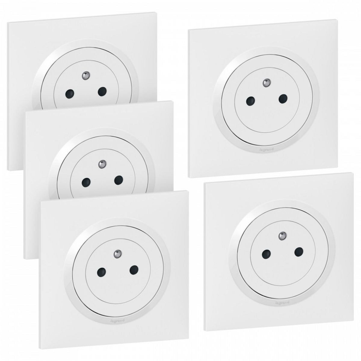 Lot De Prise Et Interrupteur Pas Cher Legrand Lot de 5 prises avec terre complet Dooxie, LEGRAND, blanc pas cher  - Auchan.fr