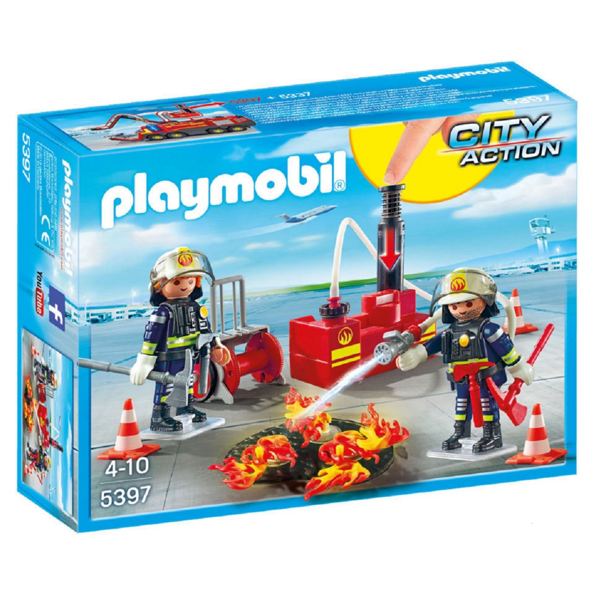 PLAYMOBIL 5337 City Action - Pompiers Avec Véhicule Aéroportuaire 