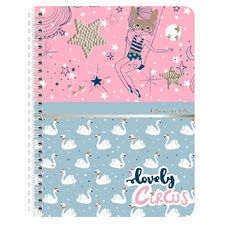 Cahier de texte à spirale fille 17,5x22cm 148 pages Lovely circus bleu
