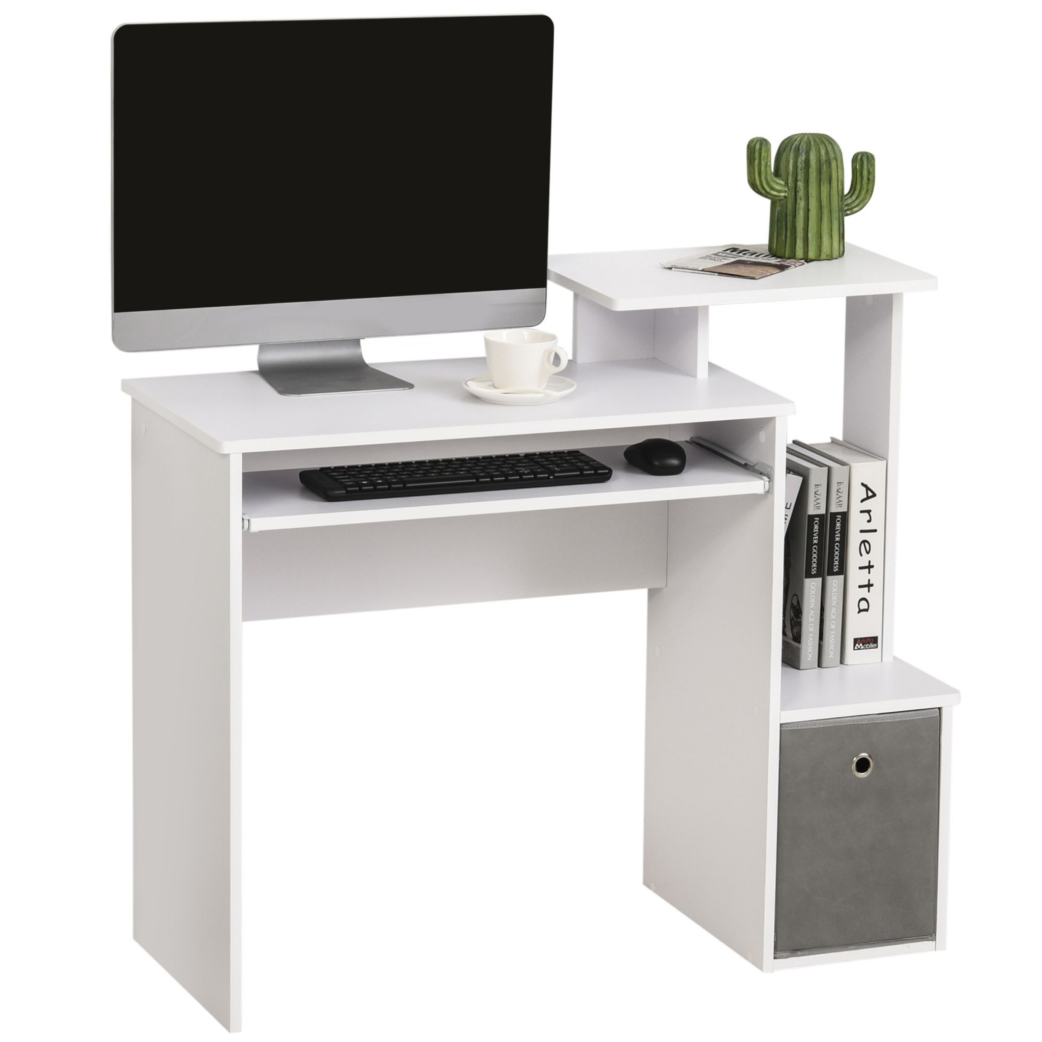 HOMCOM Bureau informatique roulant - bureau mobile - table d