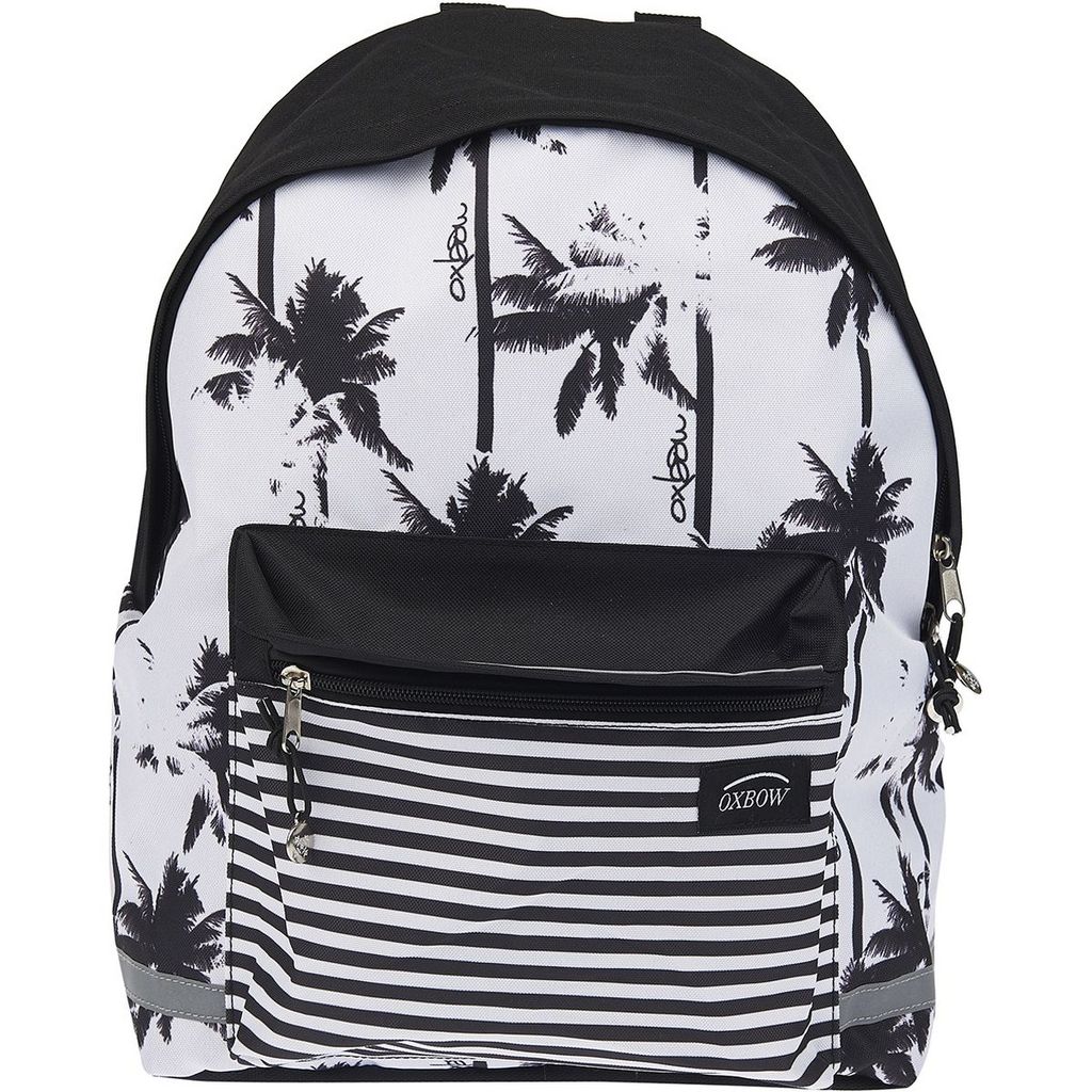 Oxbow Sac a dos 1 compartiment noir et blanc motifs palmiers pas cher Auchan