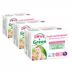 Love and Green - 126 couches hypoallergéniques écologiques - Taille 4 plus  (9 à 20 kg)