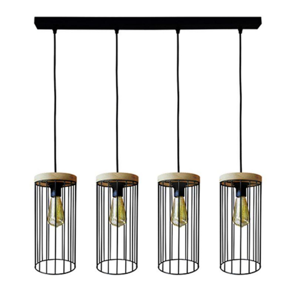 Paris Prix Lampe Suspension 4 Têtes Design  Gunnar  135cm Noir