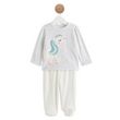 IN EXTENSO Pyjama velours 2 pièces licorne bébé fille. Coloris disponibles : Ecru