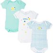 PETIT BATEAU Lot de 3 bodies manches courtes bébé. Coloris disponibles : Bleu