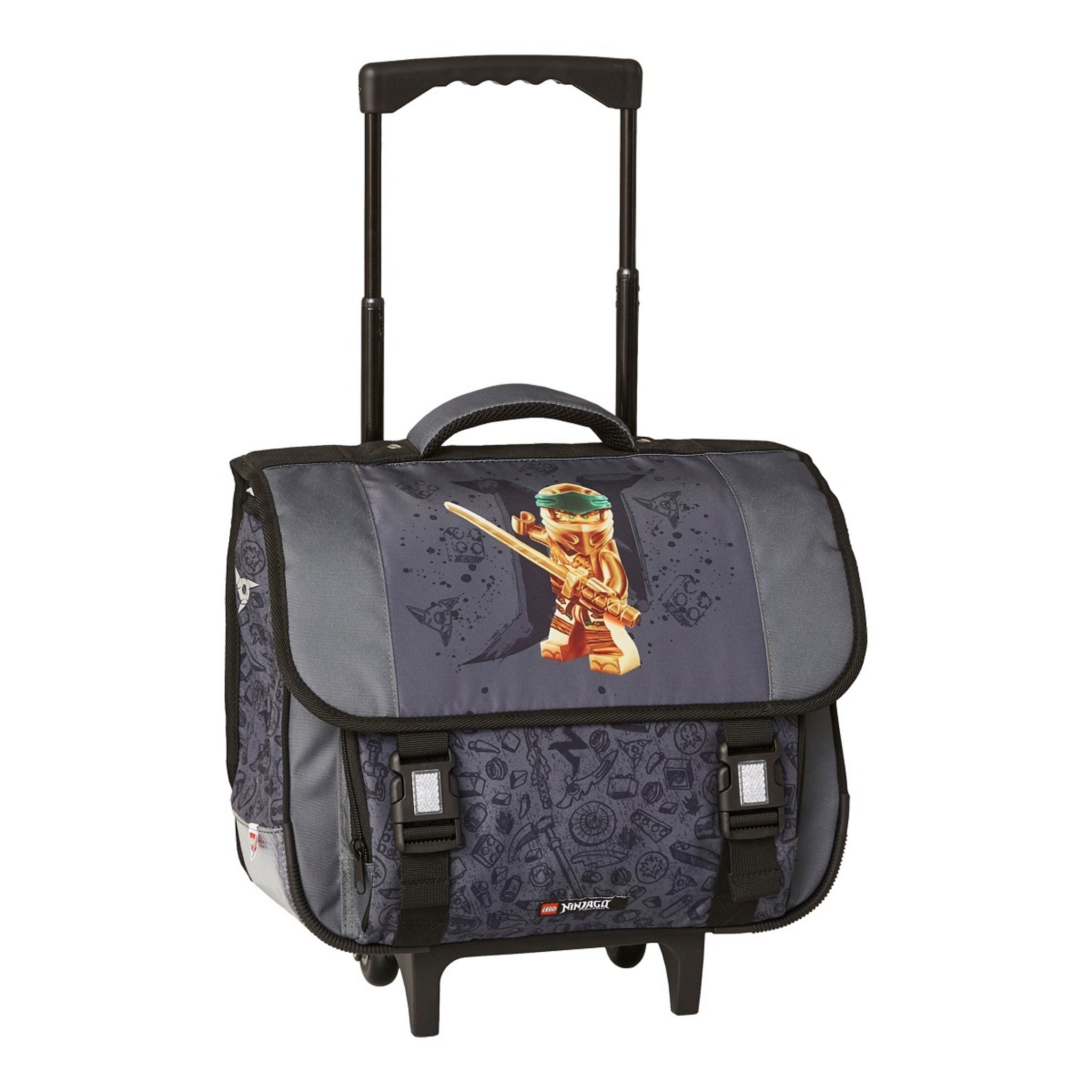 Cartable roulettes 38 cm CP CE1 CE2 noir et or NINJAGO