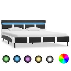 Cadre de lit avec LED Gris et blanc Similicuir 150x200 cm