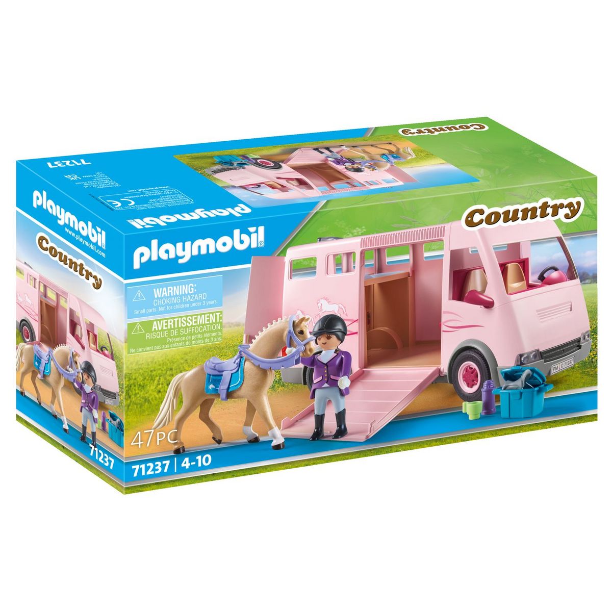PLAYMOBIL 71237 - Van avec chevaux pas cher 