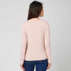 IN EXTENSO Gilet rose col rond femme (Rose clair )